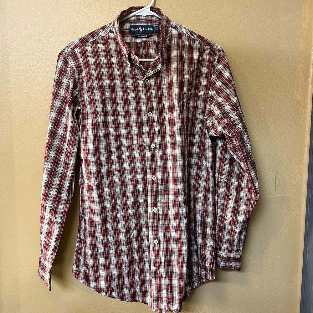 Ralph Lauren Custom Fit Plaid Button Down Shirt Men's 15 1/2 32/33 - Picture 3 of 5